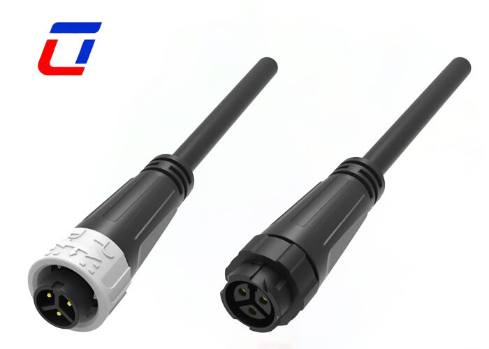 M16 3 Conector de cable impermeable de núcleo de conectores de energía de cobre recubiertos de oro de bloqueo rápido de CC