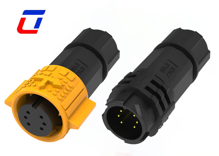 Conector rápido LED de 6 pines M19 10A 300V con datos, conector impermeable para uso industrial