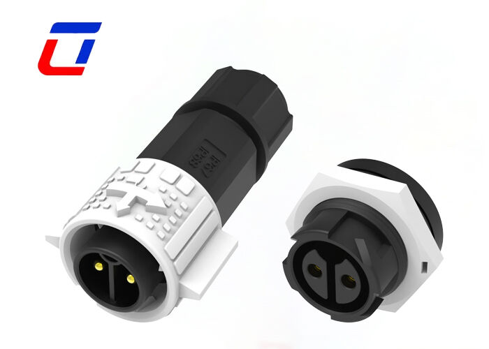 PA66 M19 20A Conector IP67 de 2 pines ODM Conectores de sistemas de inyección de tinta a prueba de agua