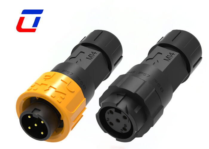 8A M16 Conector de alimentación exterior de 5 pines de plástico PA66 300V Conector de bloqueo rápido impermeable