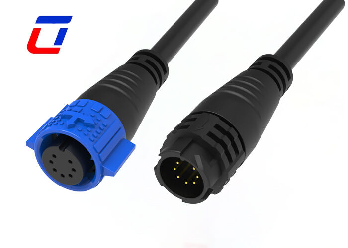 Conector impermeable de 8 pines 300V M19 Conector de cable moldeado de datos de bloqueo de empuje