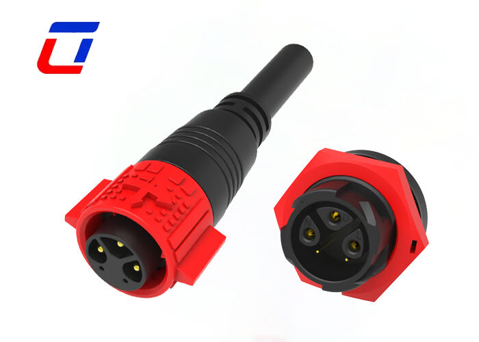 Conectores de Cable 300V 3+2 Pines Impermeables Rojo M19 Conector Rápido de Datos para Iluminación