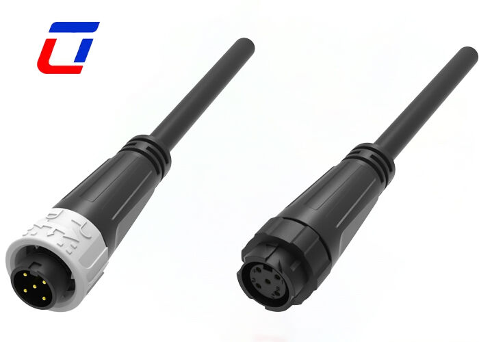 Conector de cable exterior impermeable 8A 125V con bloqueo por empuje M16 Conector de alimentación de 5 pines