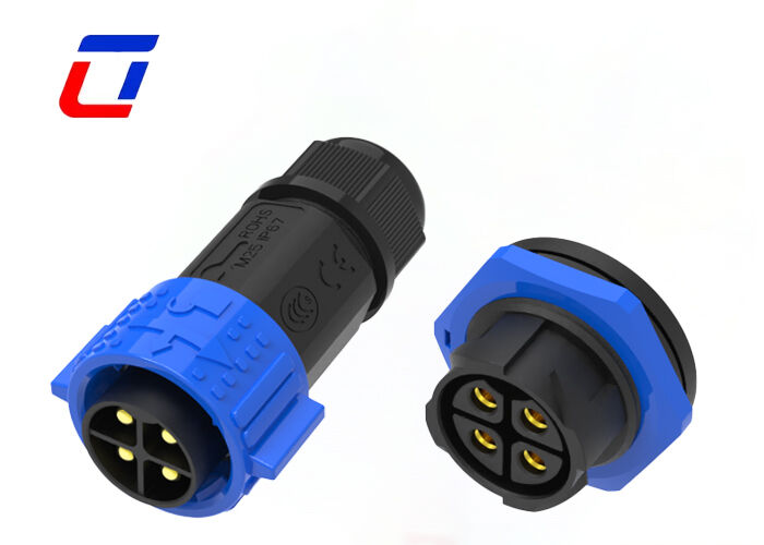 Conector Circular Macho a Hembra de Alta Corriente 50A M25 de 4 Pines en Plástico PA66