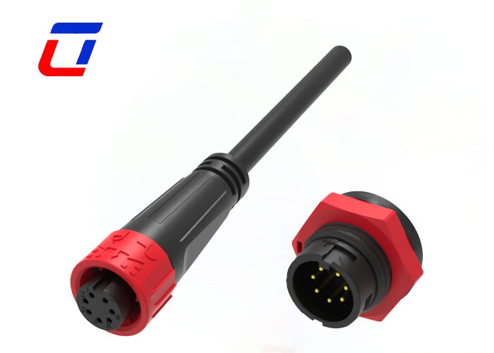 5A M16 7 Pin Gold Plated Wire Connectors PA66 Waterproof Data Quick Lock Connector