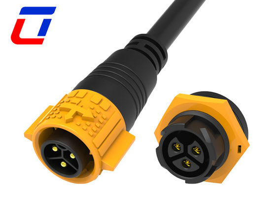 Conector de cable impermeable de 3 núcleos de bloqueo por empuje 20A M19 macho hembra 3 pines